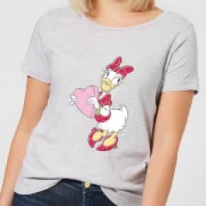 Disney Daisy Duck Love Heart Womens T-Shirt - Grey - 3XL