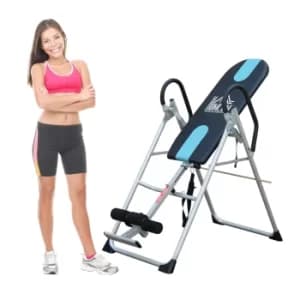 HOMCOM Foldable Therapy Inversion Table and Fitness Bench in Black