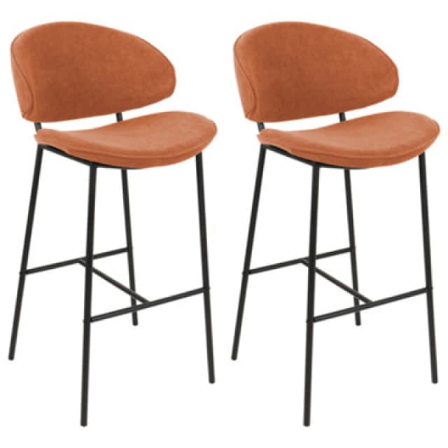 Beliani Set Of 2 Bar Chairs Kiana Orange