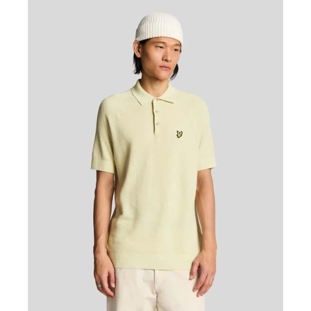 Lyle and Scott Linen Blend Knitted Polo Shirt Beige male S