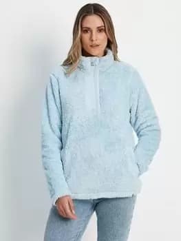 TOG24 Norrell 1/4 zip Teddy Fleece Top, Blue, Size 18, Women