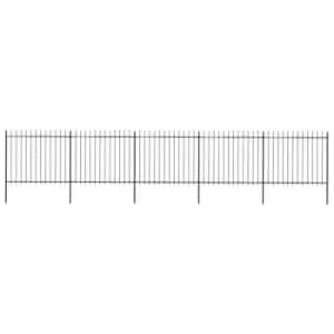 Vidaxl Garden Fence With Spear Top Steel 8.5X1.5 M Black