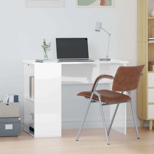VIDAXL Desk High Gloss White 100x55x75 Engineered Wood Vidaxl 823026