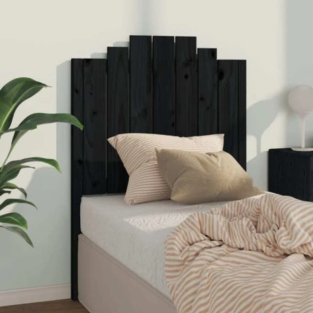 LES TENDANCES Bed Headboard Black 81x4x110cm Solid Wood Pine vidaXL 818449