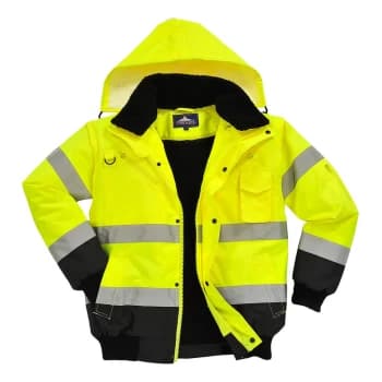 Oxford Weave 300D Class 3 Hi Vis Contrast BomberJacket Yellow / Black 3XL