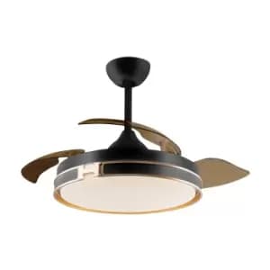 Heron 6 Speed Ceiling Fan Black, 3000-6000K, Remote Control, Timer & Reversible Functions