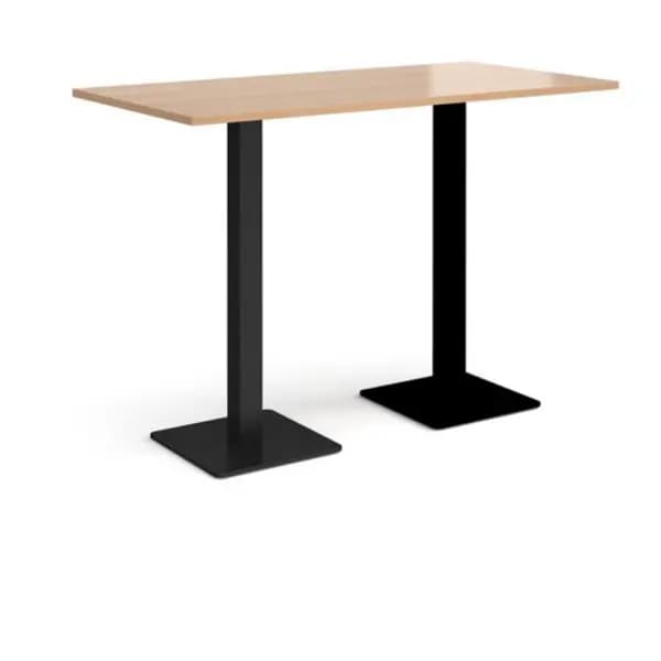 Brescia Brescia rectangular poseur table with flat square Black bases 1600mm x 800mm - beech Beech BPR1600-K-B