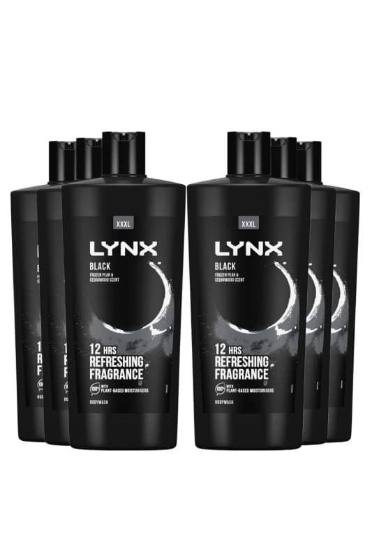 Lynx Black 'Shower Gel' with Frozen Pear Fragrance 700ml 6 Pack Black male
