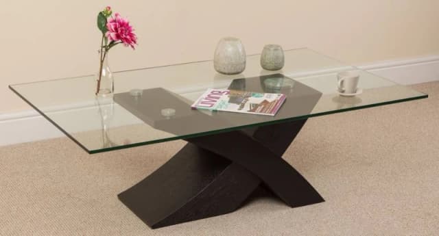 Thats Furniture Milano Glass & Wood Coffee Table for Living Room in Black Unisex
