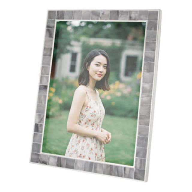 Happy Homewares Beautiful Grey Mother Of Pearl 5 X 7 Picture Frame With Nickel Trim