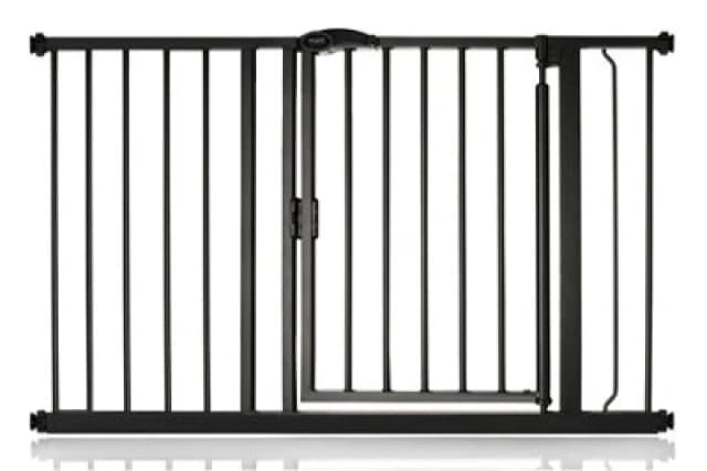 Safetots Pressure Fit Self Closing Stair Gate, 118.2Cm - 125.2Cm, Matt Black, Auto Closing Baby Gate, Safety Barrier