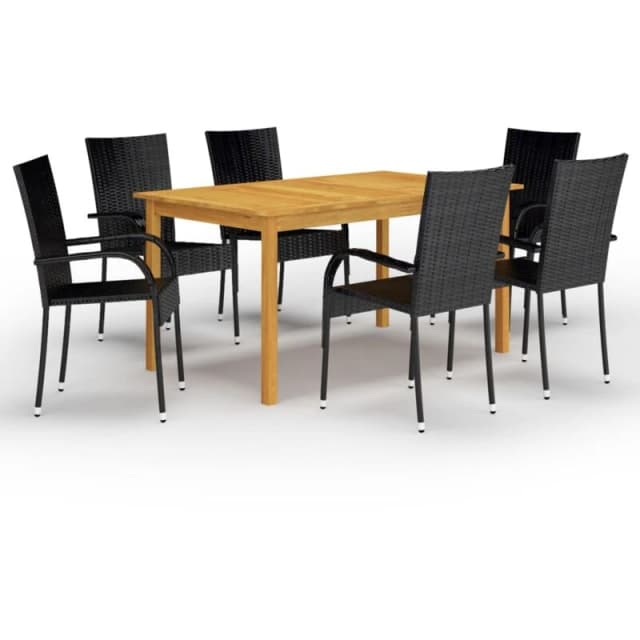 MINKUROW 7 Piece Garden Dining Set Black vidaXL YX3067787