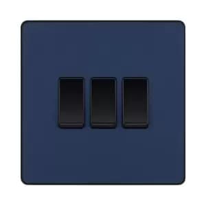 BG Evolve Matt Blue Triple Light Switch 20A 16Ax 2 Way - PCDDB43B