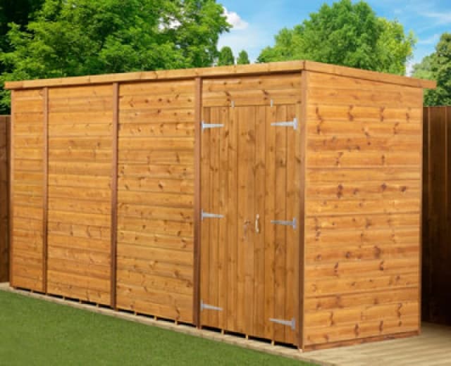 Empire Sheds Empire Modular Pent 14X4 Dipped Treated Tongue And Groove Wooden Garden Shed Double Door (14' X 4' / 14ft X 4ft) (14X4)