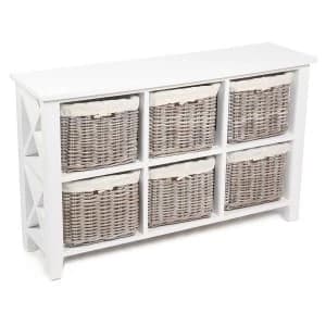 Robert Dyas Tocino Ready Assembled X Side 6-Basket Horizontal Wooden Storage Unit