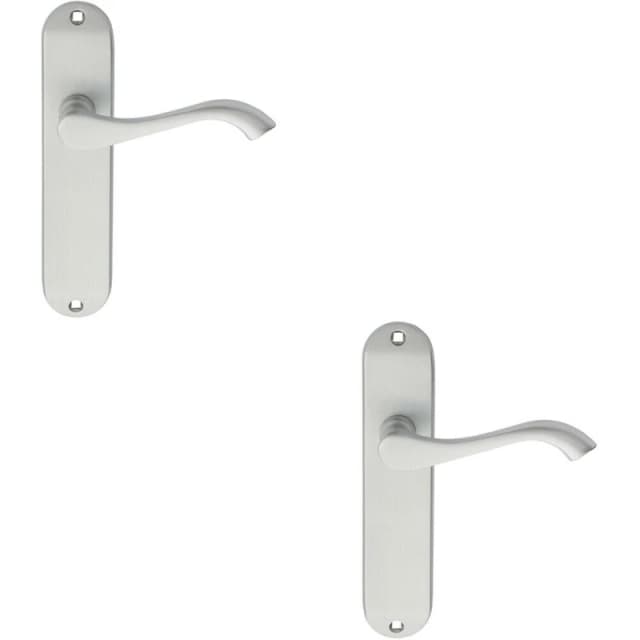 Loops 2x PAIR Curved Handle on Chamfered Latch Backplate 180 x 40mm Satin Chrome Multi