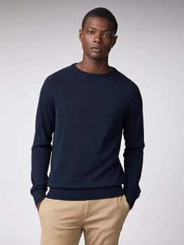 Ben Sherman Cotton Crew Neck Jumper - Navy, Size L, Men
