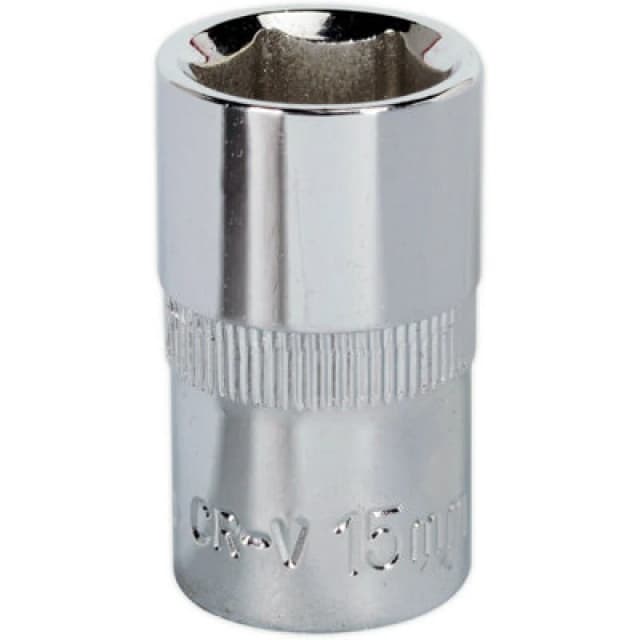 Loops 15mm Forged Steel Drive Socket - 1/2" Square Drive - Polished Chrome Vanadium Metallics