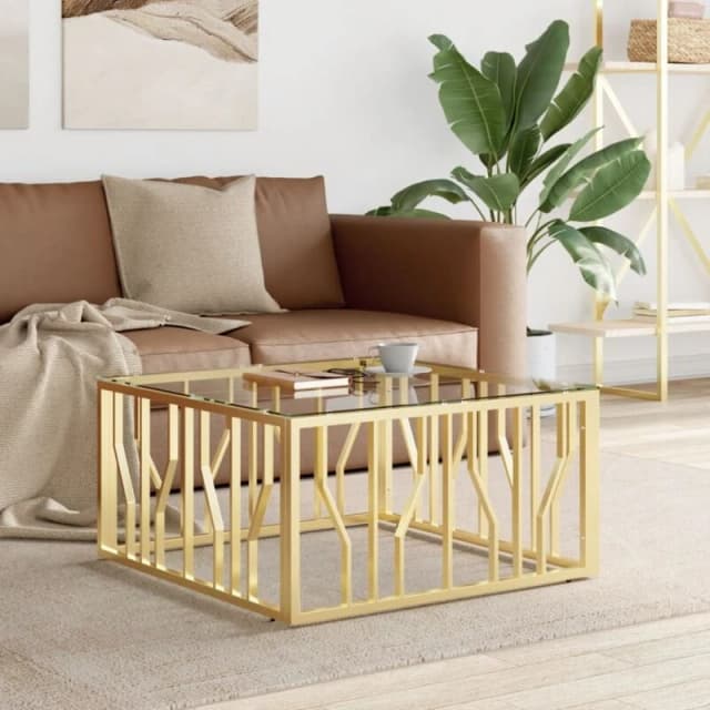 VIDAXL Coffee Table Gold 80x80x40cm Stainless Steel and Glass Vidaxl 8720287200369