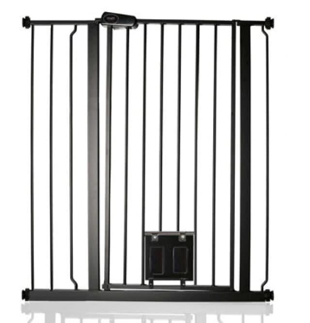 Bettacare Pet Gate With Lockable Cat Flap, 87.9Cm - 95.5Cm, Black, 104Cm In Height