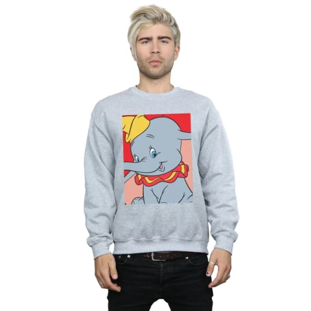 Disney Men Dumbo Portrait Sweatshirt in Grey Size: Small Grey S Male 5057955964616
