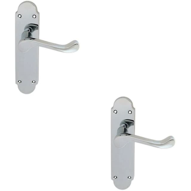 Loops 2x PAIR Victorian Upturned Handle on Latch Backplate 170 x 42mm Polished Chrome Multi