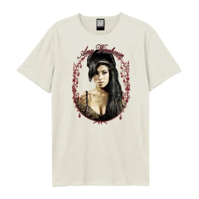 Amplified Mens Amy Winehouse Floral Frame T-Shirt in Off-White Size: XS Off-White Male XS