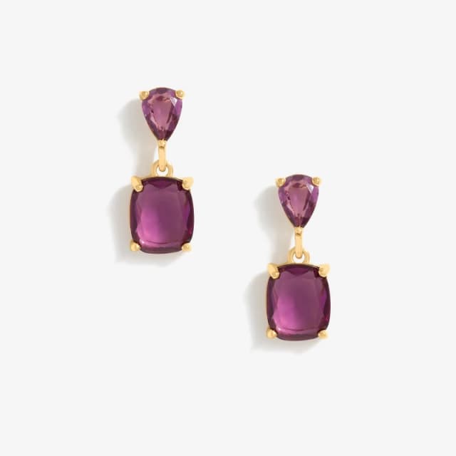 Mood Gold Amethyst Double Drop Earrings Gold female