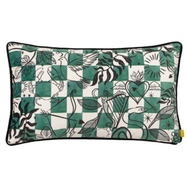 Furn Mythos Checkerboard Cushion Green
