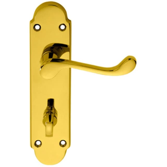 Loops PAIR Victorian Upturned Lever on Bathroom Backplate 170 x 42mm Stainless Brass Metallics