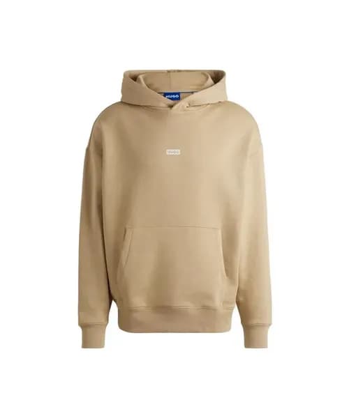 HUGO Blue Nazardo Cotton-Jersey Hoodie - XXL Beige Hoodies and Sweatshirts male 50510724-269 XXL