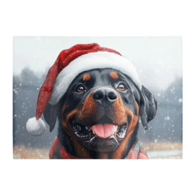 Warren Reed Designer Christmas Rottweiler Glass Chopping Board