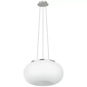 Optica - 2 Light Modern Medium Globe Ceiling Light Pendant Opal, Satin Nickle, E27 - Eglo
