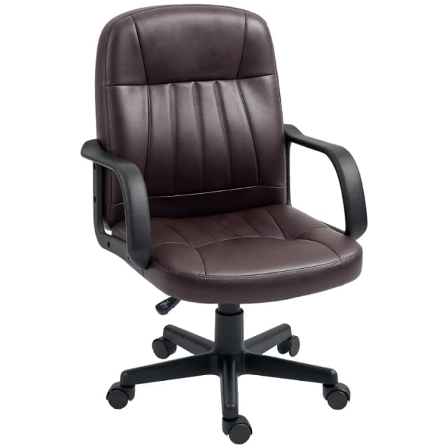 HOMCOM Swivel Executive Chair PU Leather Computer Desk Chair Office Dark Brown