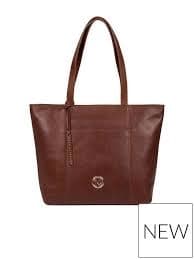 Pure Luxuries London Cognac 'Pimm' Leather Tote Bag - dark tan
