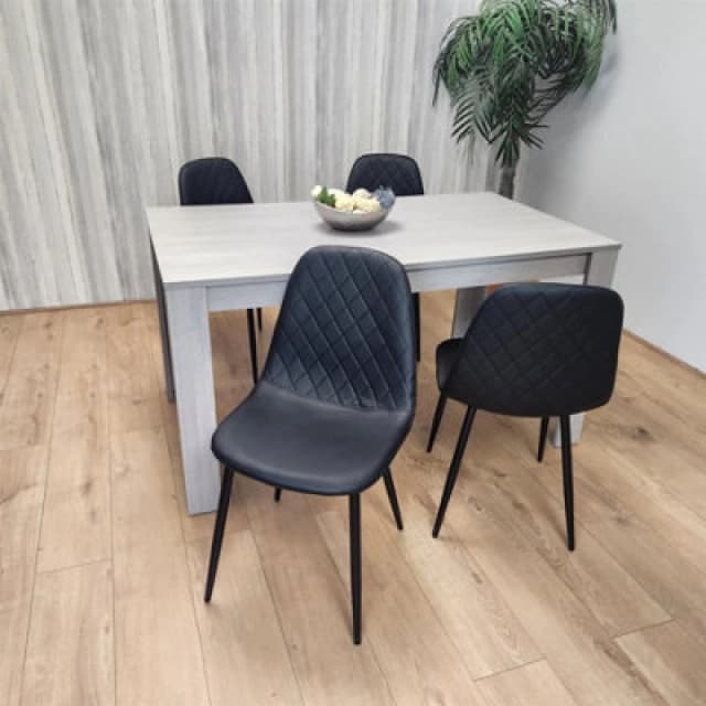 KOSY KOALA KOSY KOALA Dining Table with 4 Black Leather Chairs, Wood Dining Set Furniture in Grey Grey One Size Unisex 5060711589893
