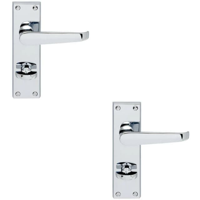 Loops 2x Victorian Flat Lever on Bathroom Backplate Handle 150 x 42mm Polished Chrome Multi
