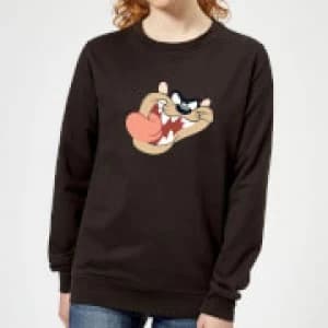 Looney Tunes Tasmanian Devil Face Womens Sweatshirt - Black