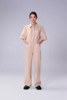 Gloria Denim Jumpsuit, Oatmeal / 10