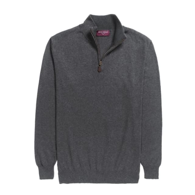 Brook Taverner Brook Taverner Men Dallas Zip-Neck Sweater in Charcoal Size: Small Charcoal S Male 5059444807275