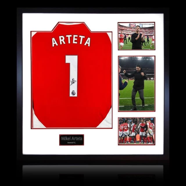 The Fan Cave Mikel Arteta Signed Arsenal Shirt Elite Frame Red unisex 820x820mm