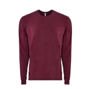 Next Level Adults Unisex Suede Feel Long Sleeve Crew T-Shirt (3XL) (Heather Maroon)