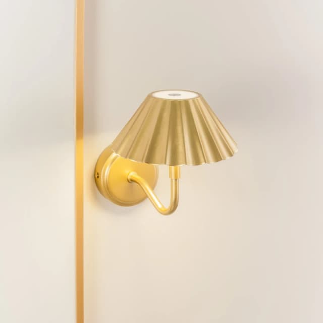 ValueLights ValueLights Avery Set of 2 Rechargeable Easy Fit Wall Light Fittings in Gold Gold One Size Unisex 5059406040948