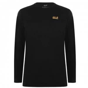 Jack Wolfskin Jack Corp Logo Long Sleeved T Shirt - Black