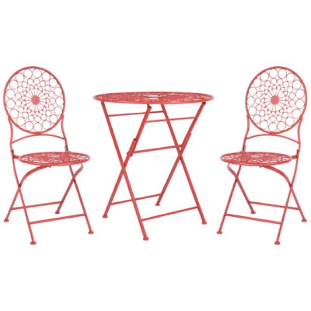 Beliani Bistro Set Folding Scario Metal Red