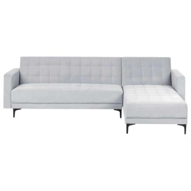 Beliani Modular Corner Sofa Bed 4 Seater Aberdeen Velvet Light Grey Left Hand