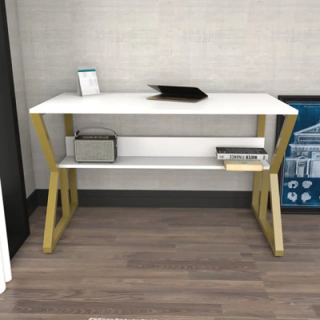 Decorotika Wake Study And Writing Desk Gold And White