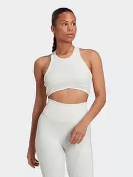 adidas Yoga Studio Wrapped Rib Tank Top, White, Size S, Women
