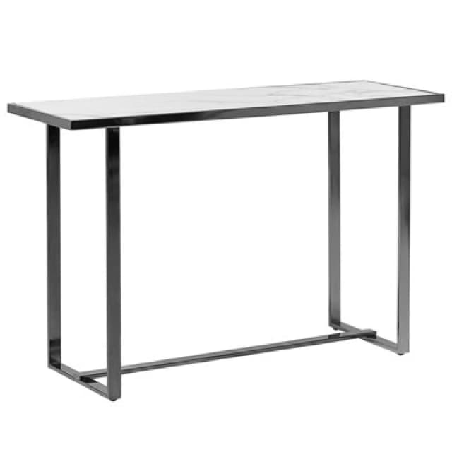 Beliani Console Table Plano Tempered Glass White Marble