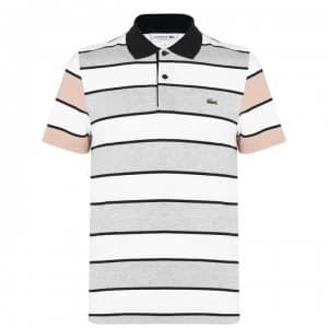 Lacoste Stripe Polo Shirt - Grey/White